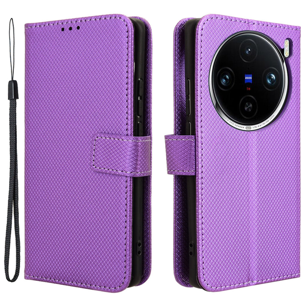 For vivo X100 Pro 5G Case Diamond Texture Leather Protective Phone Cover For vivo X100 Pro 5G Case Diamond Texture Leather Protective Phone Cover